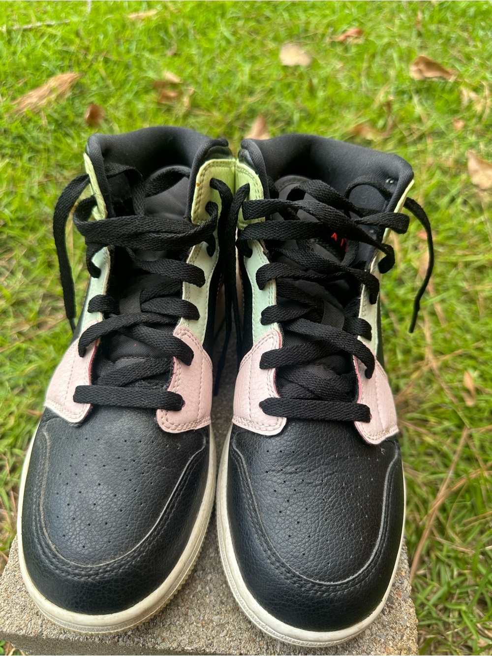 Jordan Kids Black Pink & Light Green High-Top Sneakers